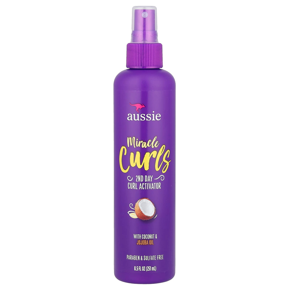 Aussie, Miracle Curls, активатор локонов для 2-х дневных локонов с кокосом и маслом жожоба, 251 мл (8,5 жидк. унц.)