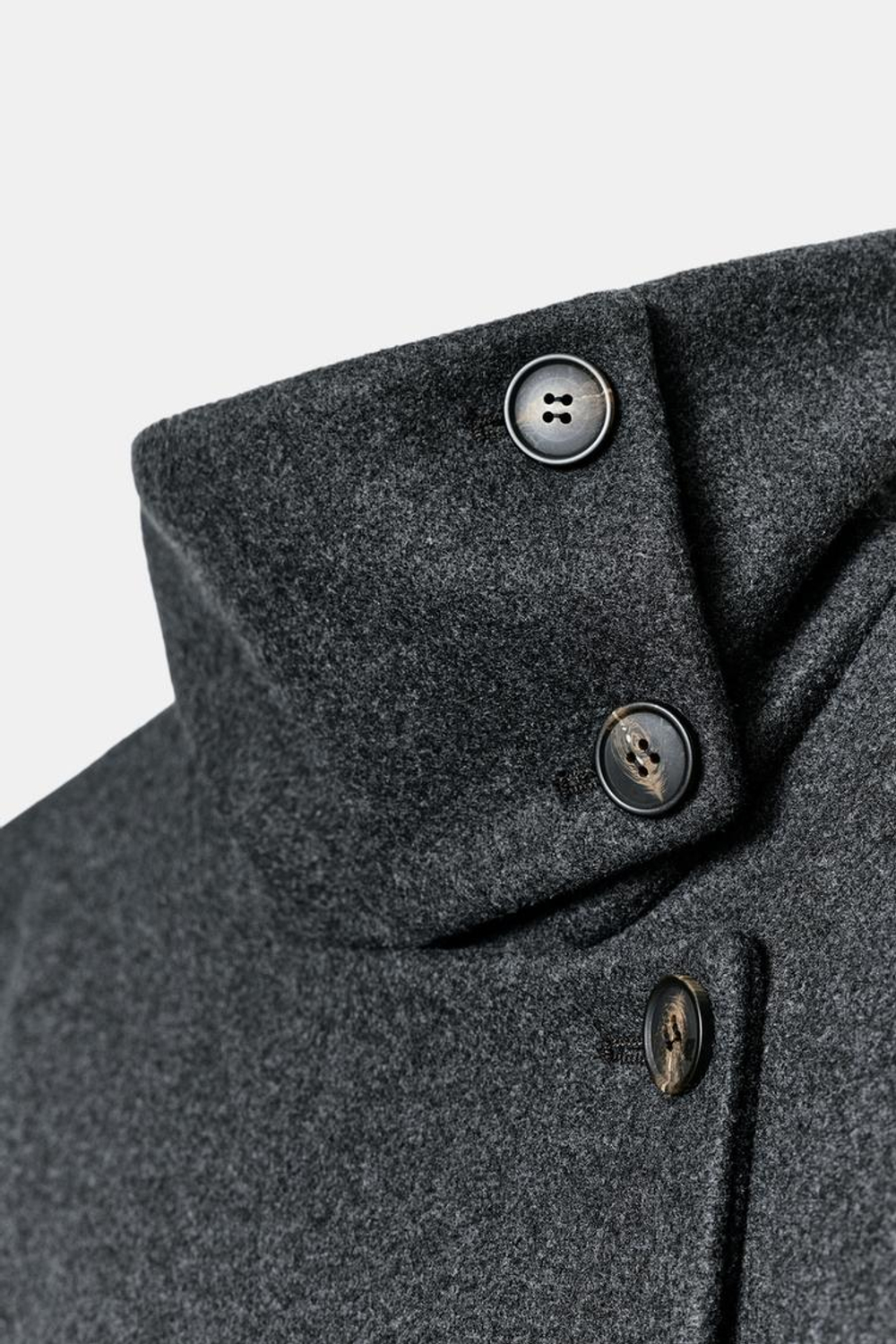 ZARA КОРОТКОЕ ПАЛЬТО С ВЫСОКИМ ВОРОТНИКОМ, СЕРЫЙ МЕЛАНЖ