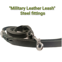 Военный кожаный поводок "Military Leather Leash"   ширина 19мм карабин нержавеющия сталь