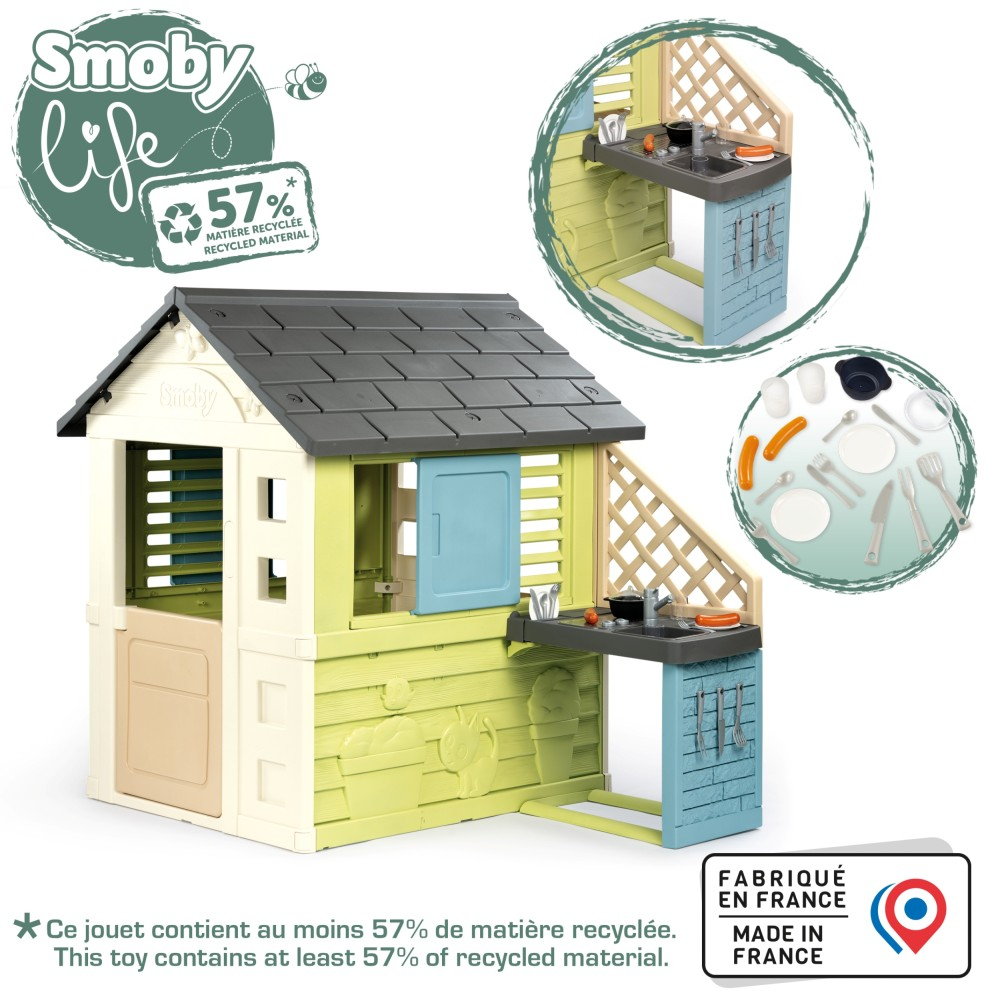 Садовый домик Smoby Pretty 810738 с кухней и 17 аксессуарами для детей от 2 лет — фото 3