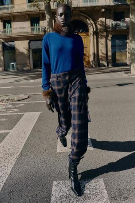 ZARA БРЮКИ КАРГО СВОБОДНОГО КРОЯ В КЛЕТКУ, КРАСНЫЙ/ТЕМНО-СИНИЙ