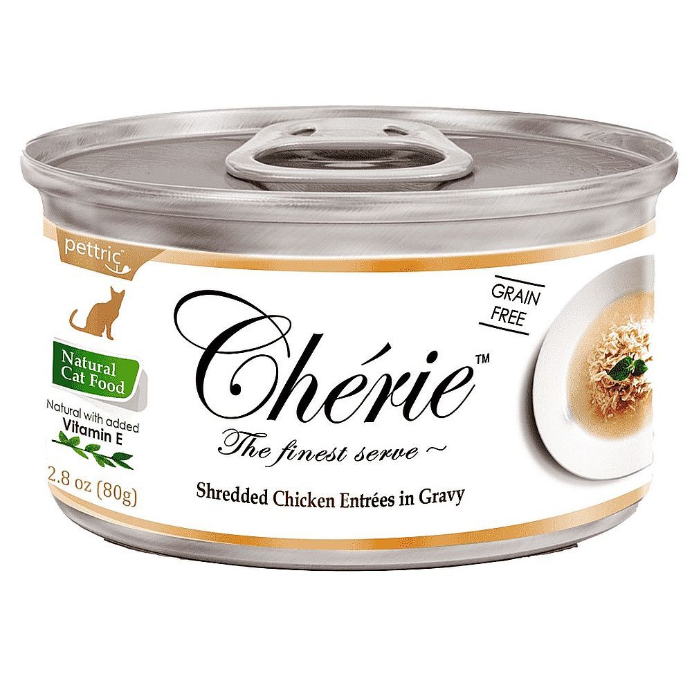Влажный корм для кошек PETTRIC Cherie из тунца с курицей в подливе, банка 80 г Влажный корм для кошек PETTRIC Cherie из тунца с курицей в подливе, банка 80 г