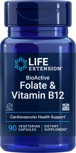 BioActive Folate & Vitamin B12 90 капсул Life Extension