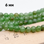 Нефрит бусины, диаметр около 5,7-5,9 мм, цена за 16-17 шт (1/4 нити)