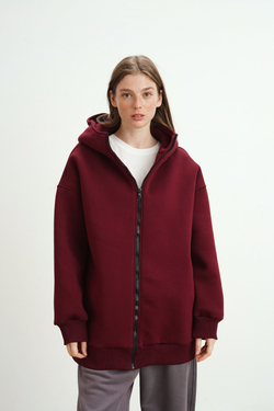 Худи на молнии с начесом, «Бордо»
