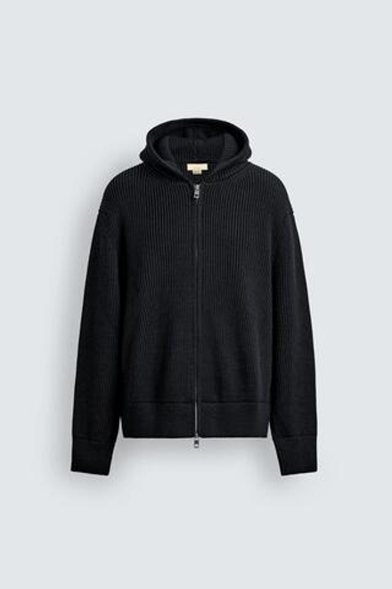 ZARA УКОРОЧЕННЫЙ КАРДИГАН С КАПЮШОНОМ — LIMITED EDITION, МОРСКОЙ СИНИЙ