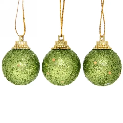Новогодние шары 3 см (набор 9 шт) «Блестящее напыление», салатовый