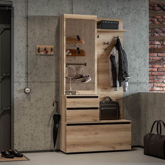 Вешалка с зеркалом БЕРГЕН с ключницей серия 3