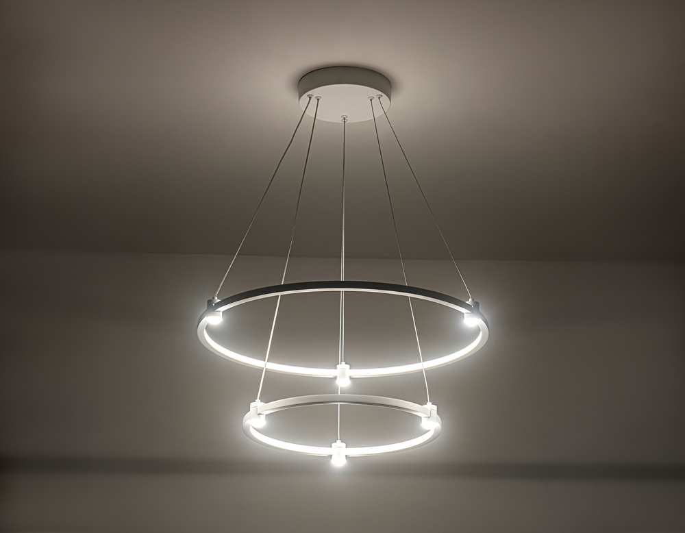 Светильник подвесной светодиодный FL5505/2+6 WH белый 45W 3000K/4200K/6400K D600/400*1300 (без ПДУ)