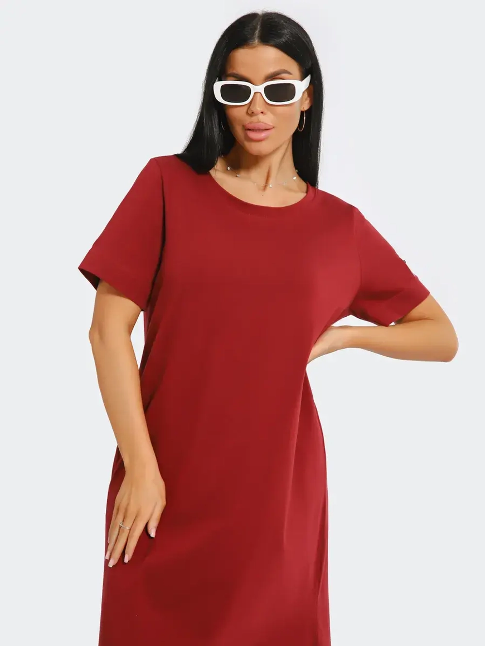 Платье хлопок однотон большие размеры