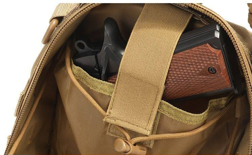 Тактическая плечевая сумка с паракордом / песок