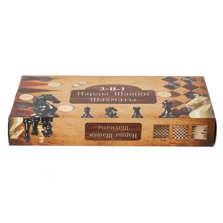 GAEM Игра настольная 3 в 1 (шахматы, шашки, нарды), L29 W15 H4,5 см