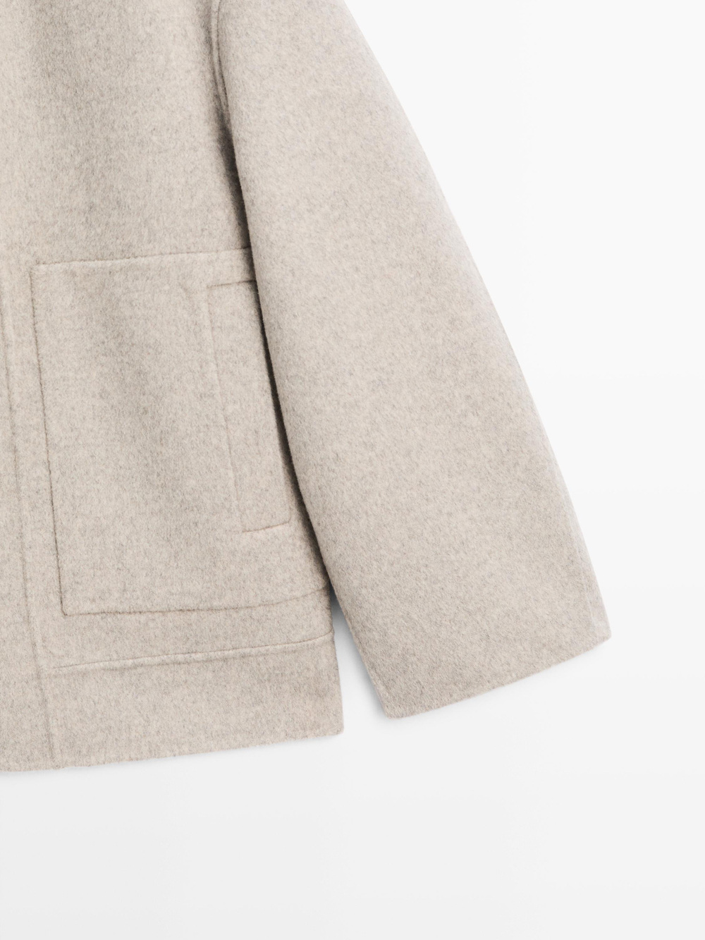 Massimo Dutti Пальто из смесовой шерсти с застежкой-молнией, жемчужно-серый