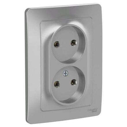 Розетка 2-м СП Blanca 16А IP20 250В без заземл. без защ. шторок алюм. SE BLNRS000023