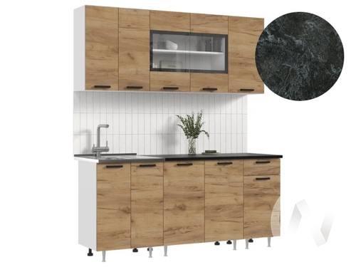 Кухня Рио NEW ЛДСП 1;8м (белый/дуб крафт/кастилло темный)