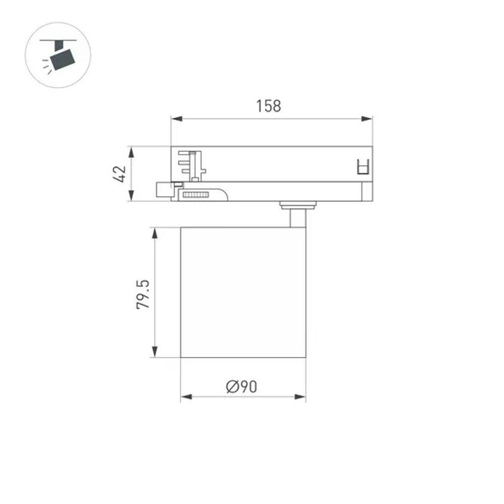 Светильник LGD-DYKE-4TR-R90-26W Day4000 (BK, 50 deg, 230V) (Arlight, IP20 Металл, 5 лет) 052289