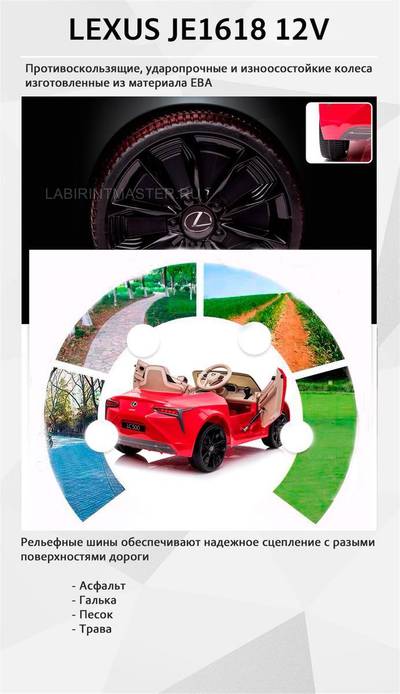 Детский электромобиль "Lexus LC500" JE1618 12V,красный