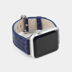 Ремешок для Apple Watch 40/41/42 mm из кожи аллигатора, цвета синего лак