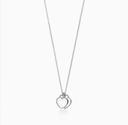Подвеска из серебра Tiffany 💠, 2 сердца с бриллиантом .бирюзовое.