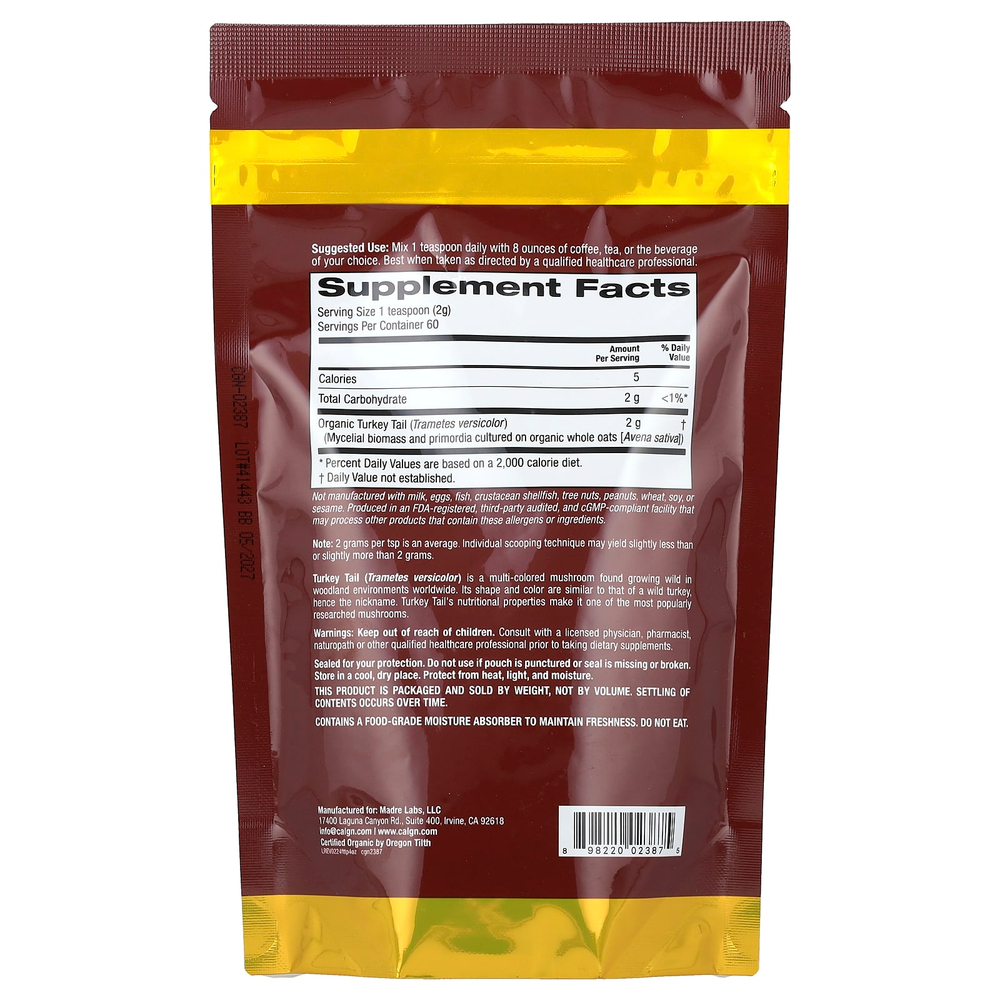 California Gold Nutrition, Fungiology®, порошок из сертифицированного органического трутовика разноцветного, 120 г (4,2 унции)