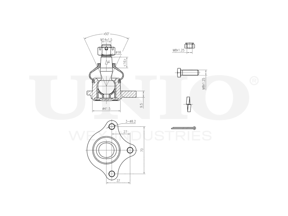 Опора шаровая передняя верхняя UNIO SSP-20017