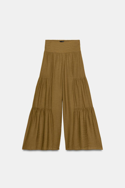 ZARA ОБЪЕМНЫЕ БРЮКИ СО ШВАМИ, ОЛИВКОВЫЙ
