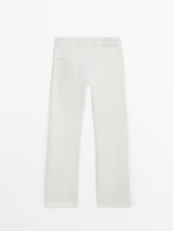 Massimo Dutti Зауженные джинсы из смесового хлопка, натуральный, кремовый