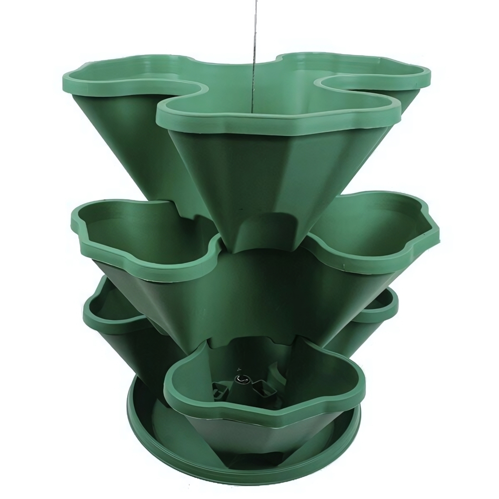 Каскад для цветов из 3х секций с поддоном цвет темно-зеленый