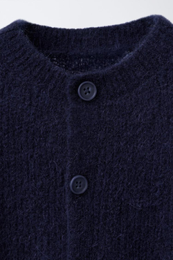 ZARA КАРДИГАН ИЗ ШЕРСТИ И АЛЬПАКИ, МОРСКОЙ СИНИЙ