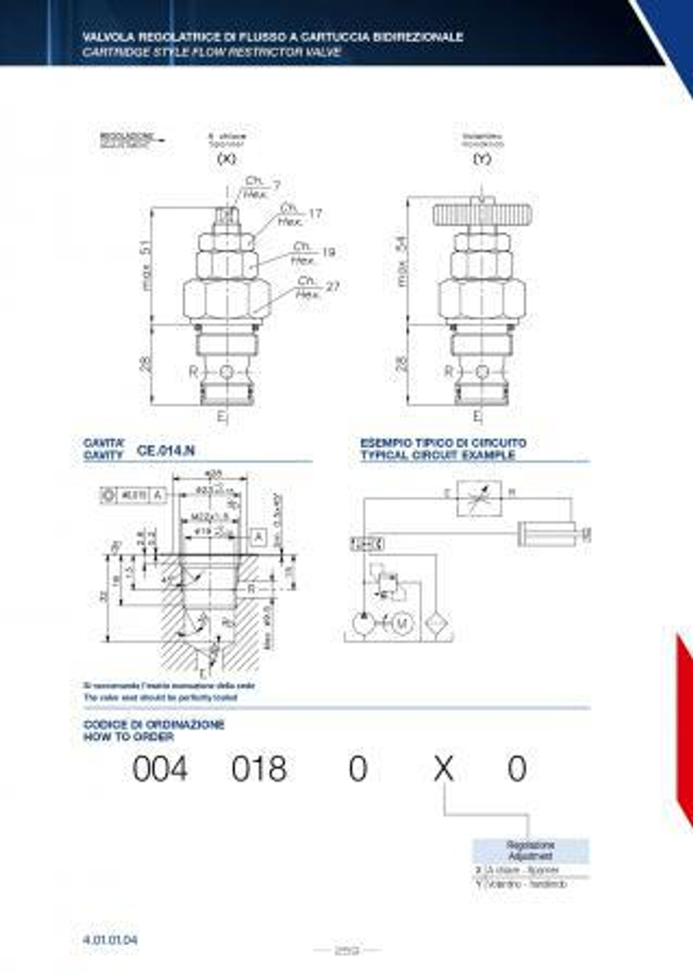004.018.OXO картридж клапана ограничения потока 45 л/мин, 350 БАР