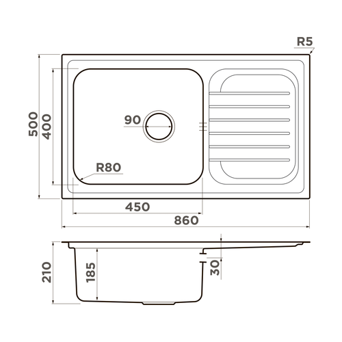 кухонная мойка Omoikiri Haruna 86-IN нерж. сталь/нержавеющая сталь