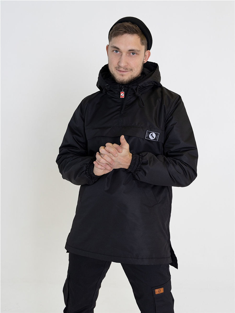 Анорак утепленный удлиненный мужской черный Город Горький