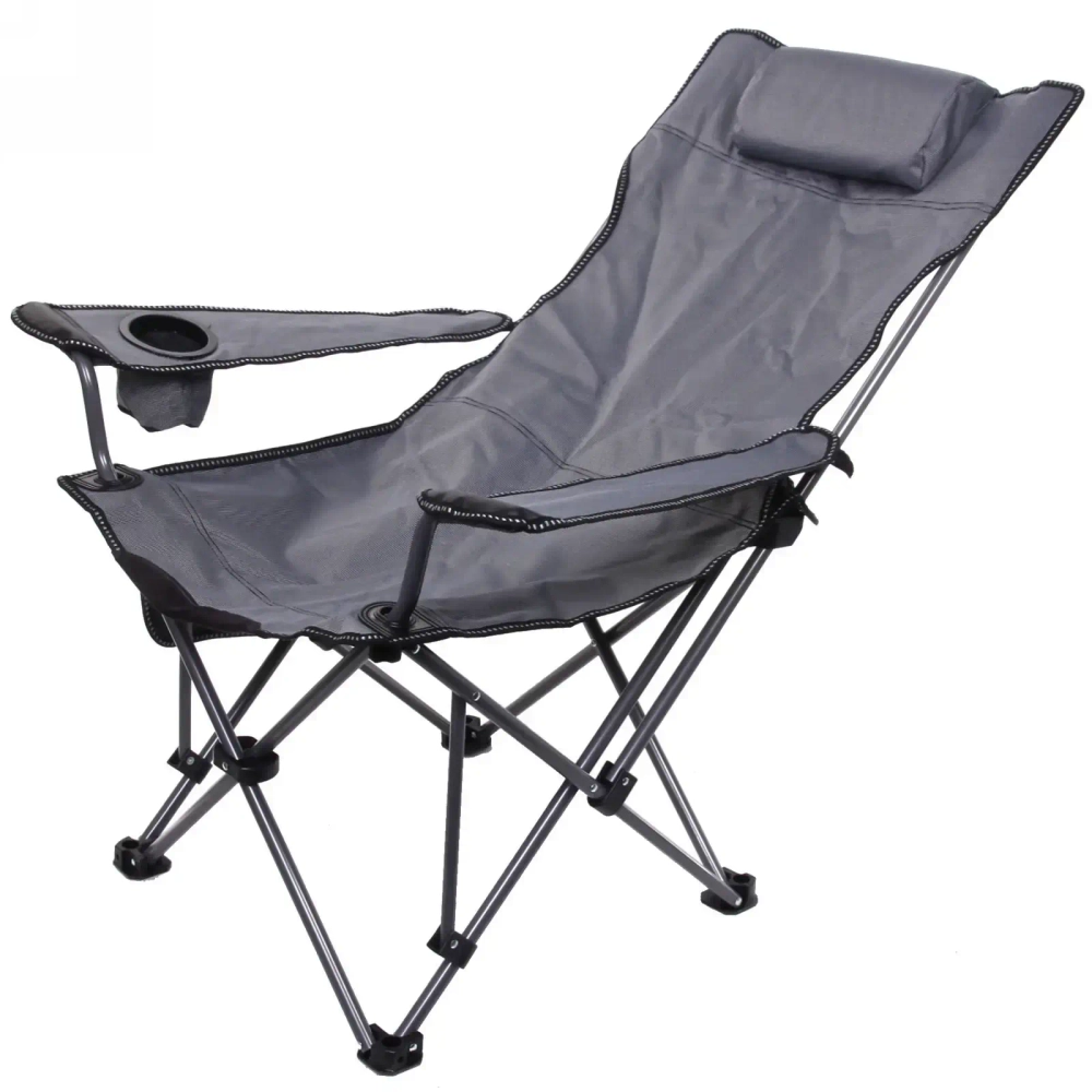 Кресло складное с подлокотниками до 120кг 85*88*53см серое