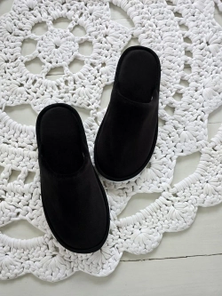 Домашние тапочки из велюра, черные, универсальные