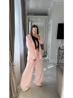 Костюм двойка брючный трикотажный в рубчик oversize