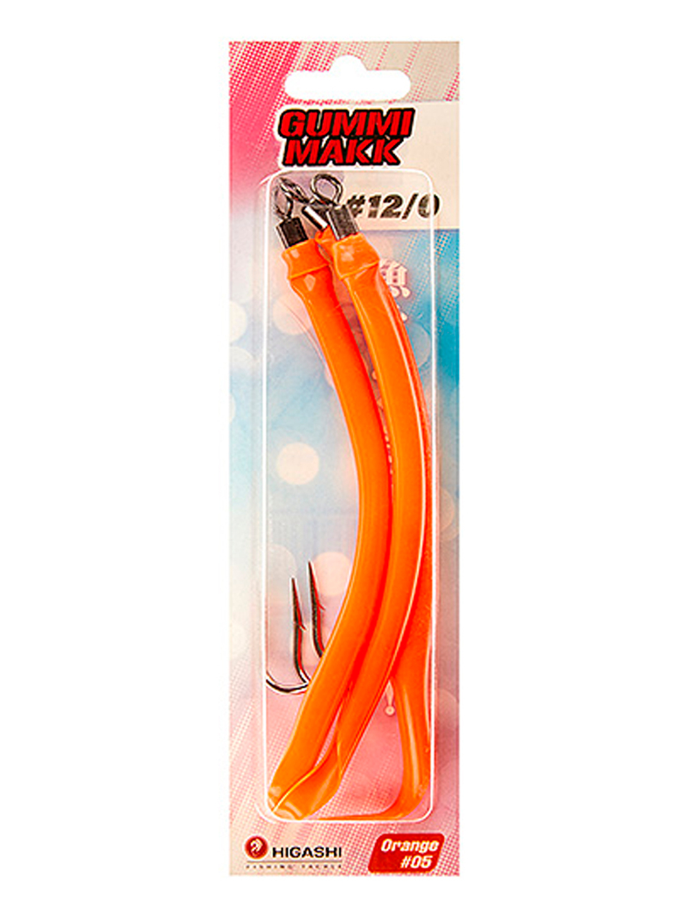 Крючок HIGASHI оснащенный кембриком Gummi Makk #4/0 (set-3pcs) #05 Orange; 3 шт