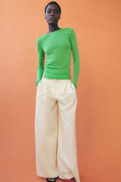 ZARA СВИТЕР ИЗ ТОНКОЙ СМЕСОВОЙ ШЕРСТИ, ЗЕЛЕНЫЙ