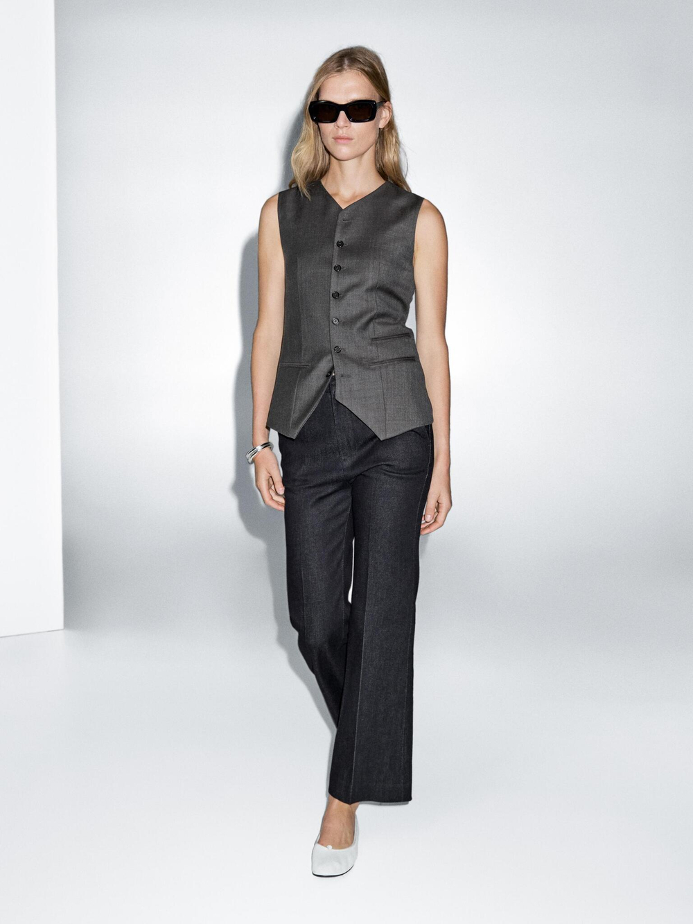 Massimo Dutti Джинсы клеш со средней посадкой, темно-синий