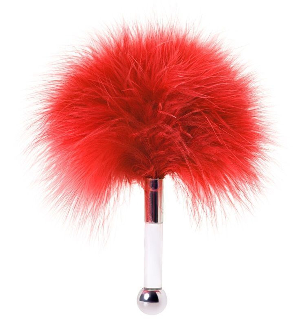 Кисточка для щекотания с красными пёрышками - 13 см. (Цвет: красный)