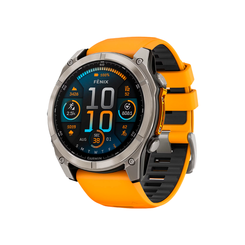 Умные часы Garmin Fenix 8, 51мм, Amoled Sapphire Titanium Spark Orange (010-02905-11)
