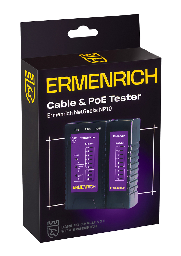 Кабельный тестер Ermenrich NetGeeks NP10, фиолетовый