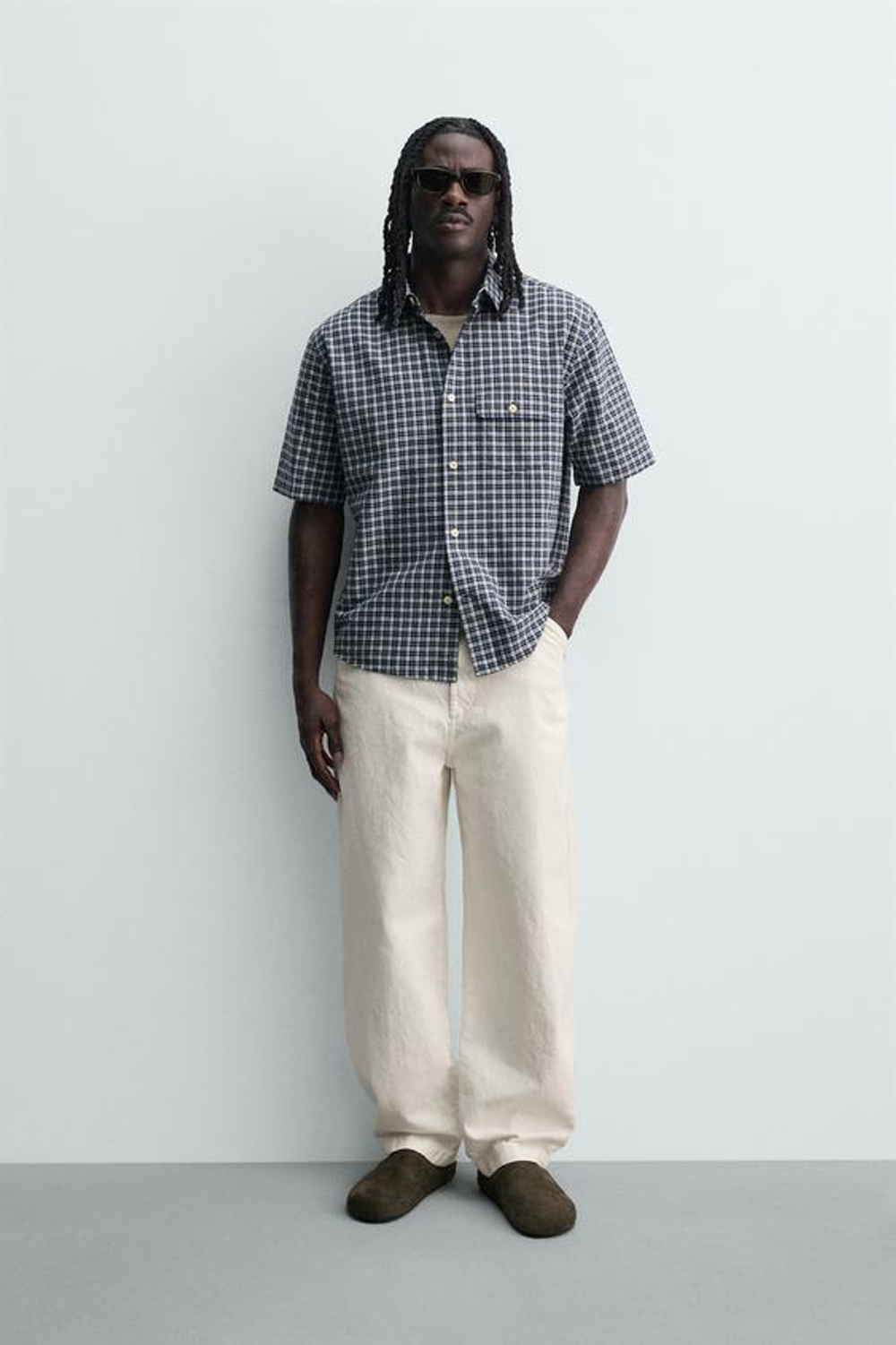 ZARA БРЮКИ RELAXED FIT КАРГО, ЖЕЛТОВАТО-БЕЛЫЙ