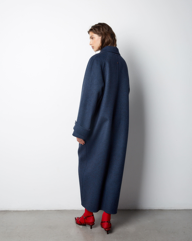 Пальто из мягкой шерсти Стелла Маккартни синий меланж