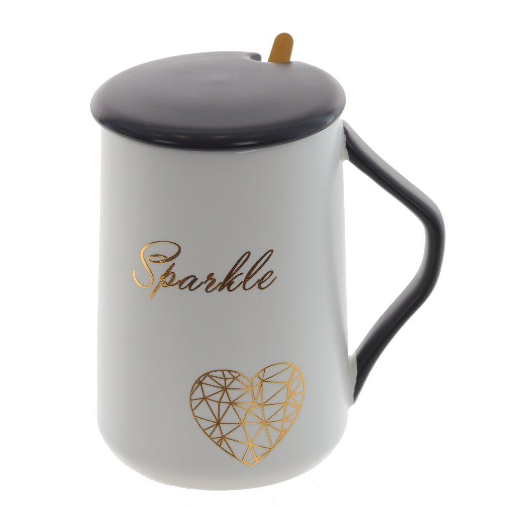 GAEM Кружка с крышкой и ложкой, 450 мл, L11 W8,5 H12,5 см, 4в.