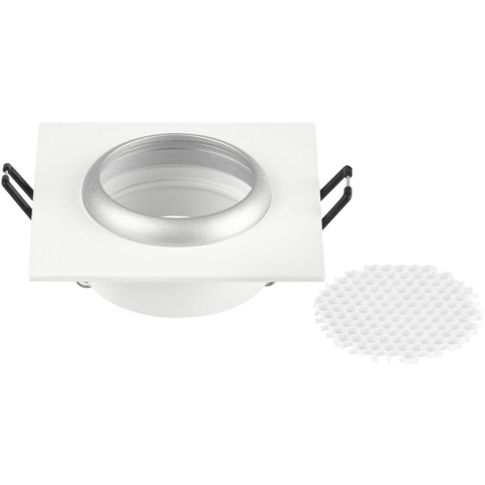 Светильник встраиваемый алюминиевый ЭРА KL110 WH/SL под лампу MR16 GU5.3 белый/серебро матовый | Алюминиевые встраиваемые светильники