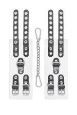 Бело-черные наручники с двумя ремешками и люверсами (Цвет: белый с черным)