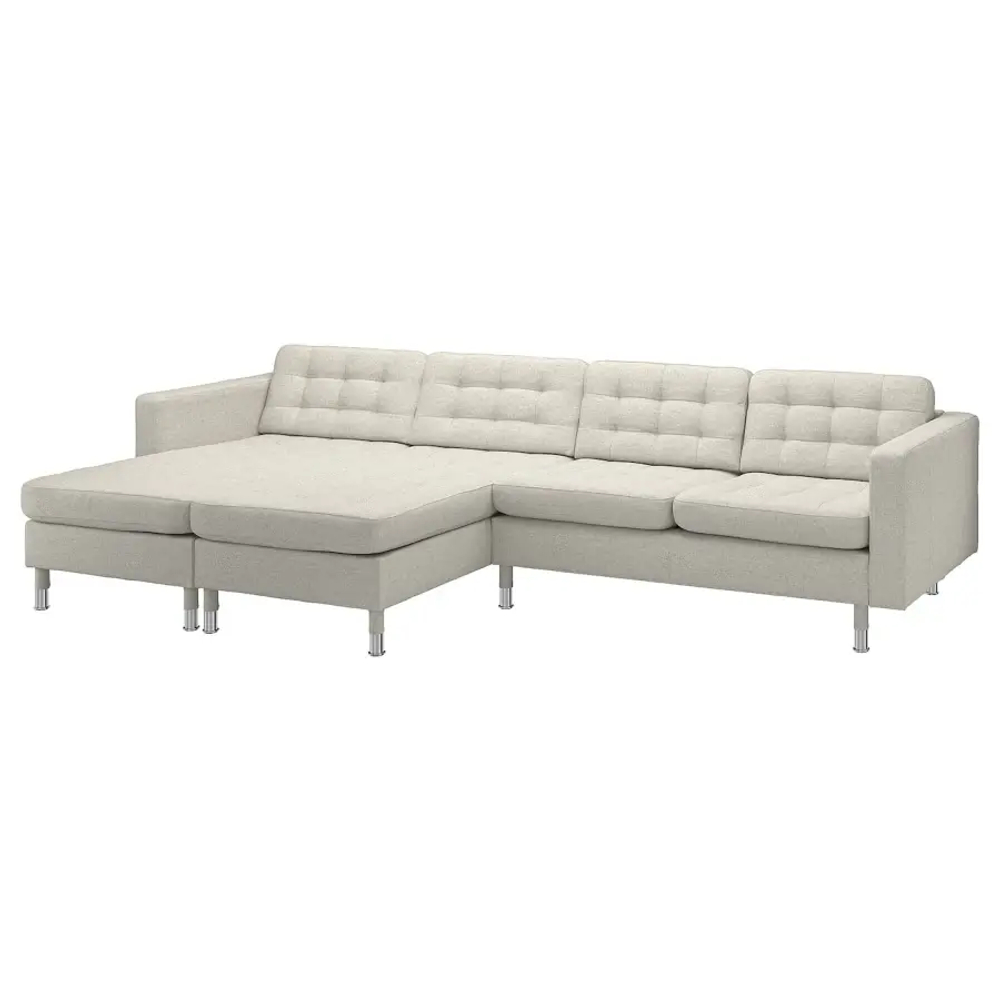 4-местный диван с шезлонгом - IKEA LANDSKRONA, 78x320см, бежевый, ЛАНДСКРУНА ИКЕА