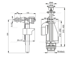 Выпускной комплект SA08AK 1/2" CHROM с двойной кнопкой,впускной механизм А16 1/2 , A08A, с боков