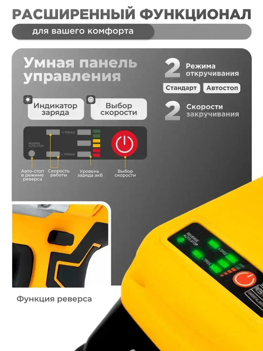 Гайковерт HORDER HW-1400-Li2 бесщеточный в кейсе с набором оснастки, 2 аккумулятора 24 В 2,5 Ач 7000 об/мин, 7400 уд/мин, гайковерт-шуруповерт
