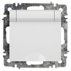 Розетка Intro Accent 6-203-01 с заземлением 2P+E Schuko с крышкой 16А-250В IP20 СУ AL/CU белый